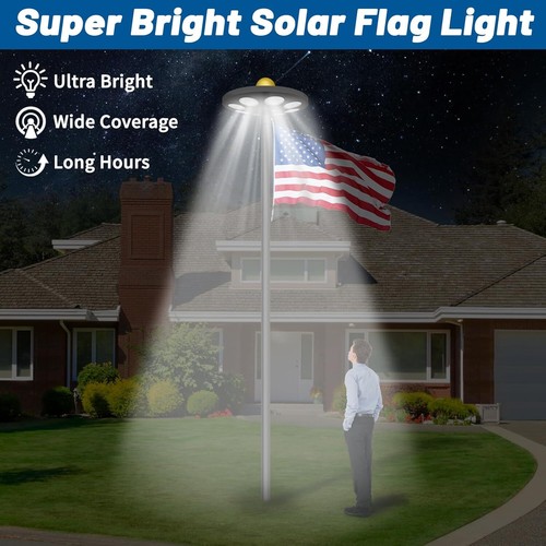 Ultra Bright Solar Powered Flag Pole Light 136 LED from Dusk to Dawn Waterproof - Picture 3 of 7