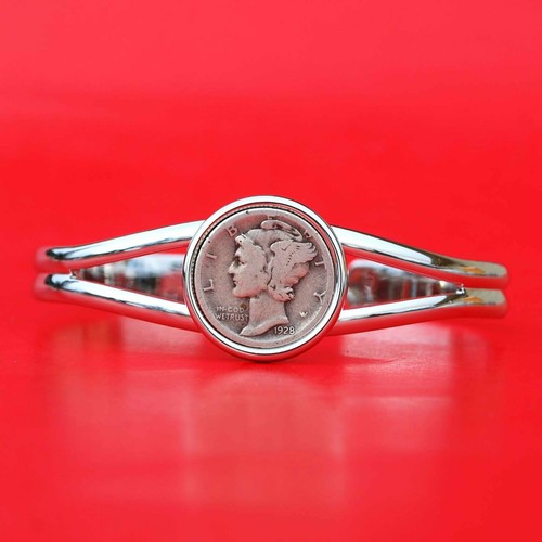 USA 1916 ~ 1945 Mercury Dime 90% Silber 10 Cent Münze versilbert Armreif Armband - Bild 20 von 35