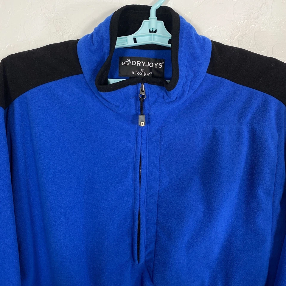 Footjoy Jacket Mens Large Blue Black Golf 1/4 Zip Pullover Fleece Windstopper - Image 2 of 4