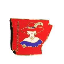 Red Hat Society Lady Arkansas State Red Enameled Lapel Pin