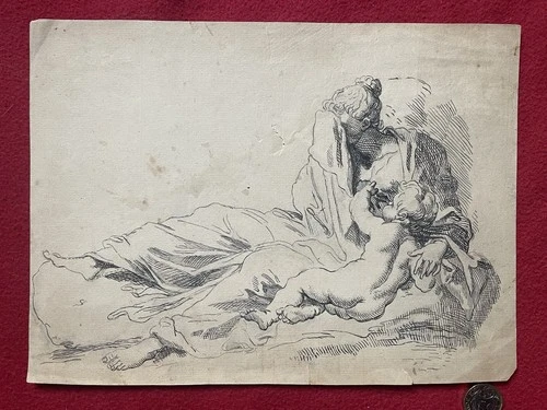 18thC Original Drawing Venus with Cupid "Poss" Alexander Runciman 1736-1765 WM
