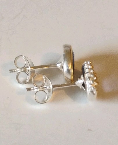 Aretes ovalados de iolita placa de oro de ley 925 - Imagen 2 de 7