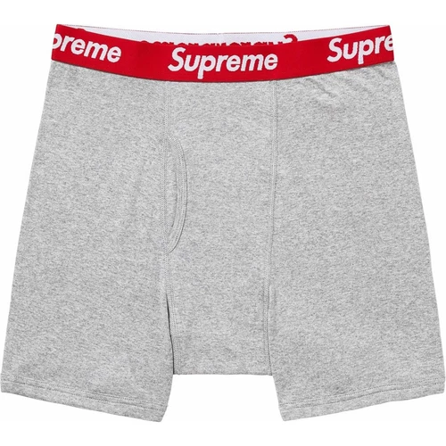SS25 Supreme Hanes Boxer Shorts (2 Packung) Heather Grau Größe L Neu Unterwäsche