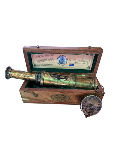 Antico telescopio in ottone fatto a mano, telescopio decorativo pieghevole con spyglass con B - Foto 2 di 5