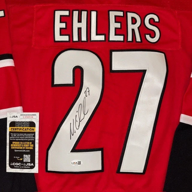 CAMISETA PERSONALIZADA FIRMADA/AUTOGRAFIADA POR NIKOLAJ EHLERS HURRICANES CERTIFICADO DE AUTENTICIDAD JSA ¡BONITA!! Foto 2 de 3