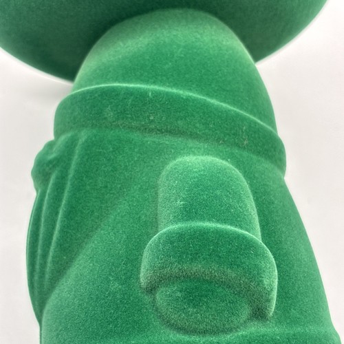 Bath & Body Works Green Flocked Santa Pedestal 3 Wick Candle Holder 7.25" - Picture 10 of 12