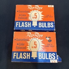 Two Vintage REX-RAY FLASH BULBS No. 5 Never Used 12 Bulbs Total