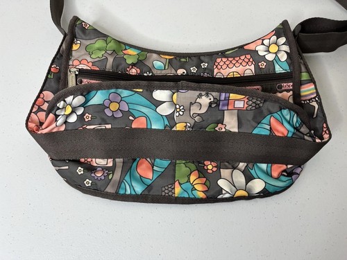 LeSportsac Classic Hobo Shoulder Bag Gray Animal Floral Print - Picture 6 of 19