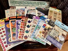 Group of Stickers and Embellishments for Scrapbooking and Crafts