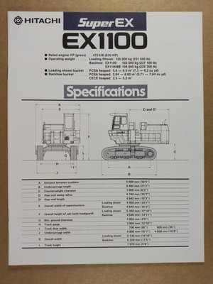 Hitachi Super EX1100 Excavator Specs Technical Data Brochure