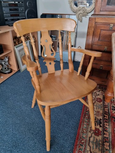 Pine Farmhouse Scrub Top Kitchen Dining Table & Six Dining Chairs - Picture 8 of 21