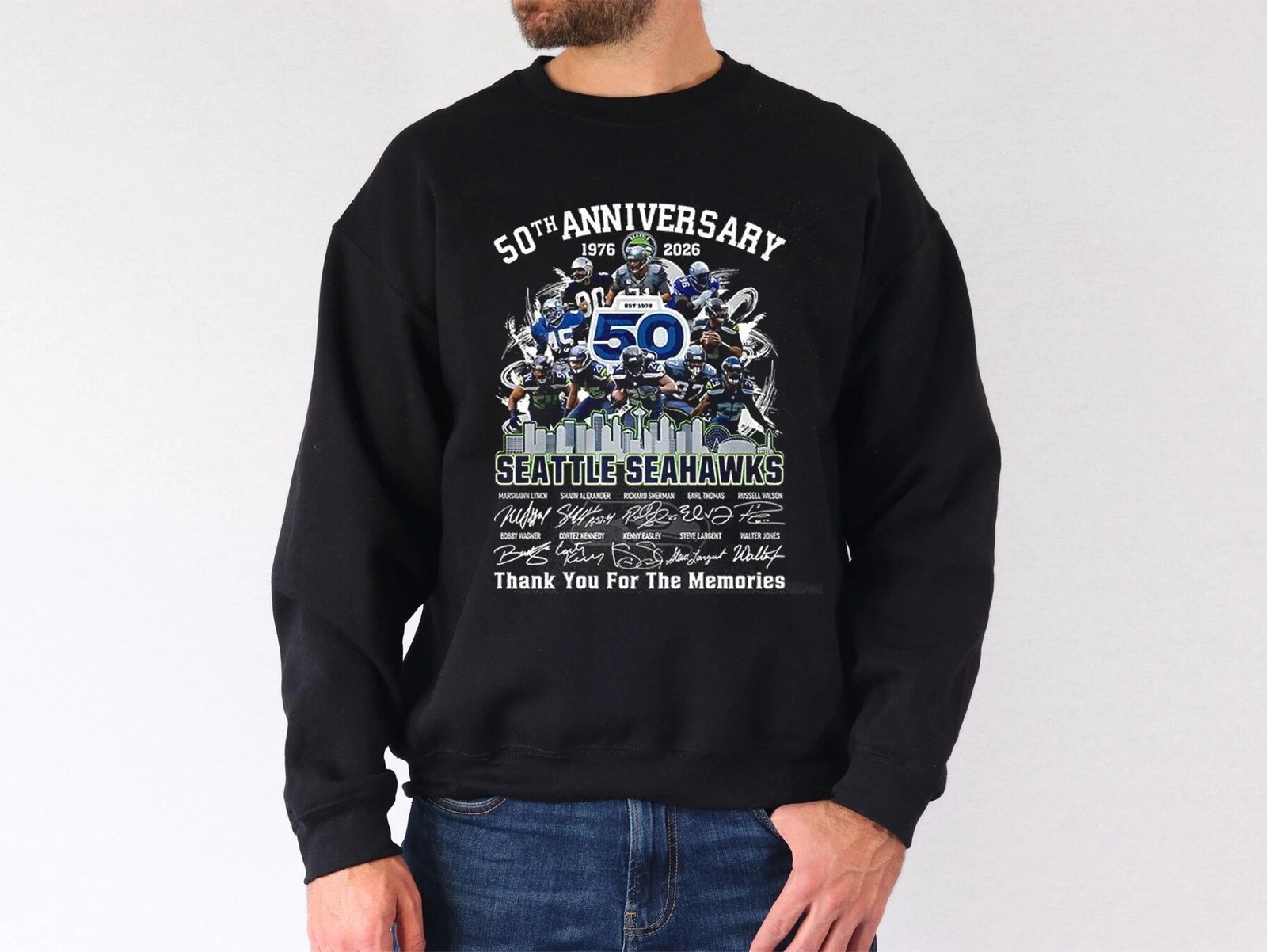 Seattle Seahawks 50 Years Anniversary 1976-2026 Sweatshirt