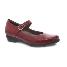 Dansko Fawna Mary Jane Burnished Calf Shoe Leather Hook Loop Red EU 37 US 6.5