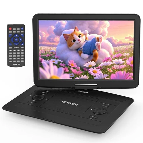 TENKER 17.9" Portable DVD Players 5000mAh Rechargeable Swivel Screen Region-Free