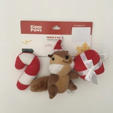 NEW Dog Toys 3 Miniz Mini Plush with Squeaks Red Christmas Theme | Zippy Paws