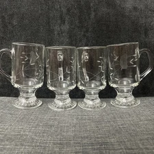 Beautiful Vintage Princess House Cappuccino Mugs Floral Glass Set of 4 Timeless