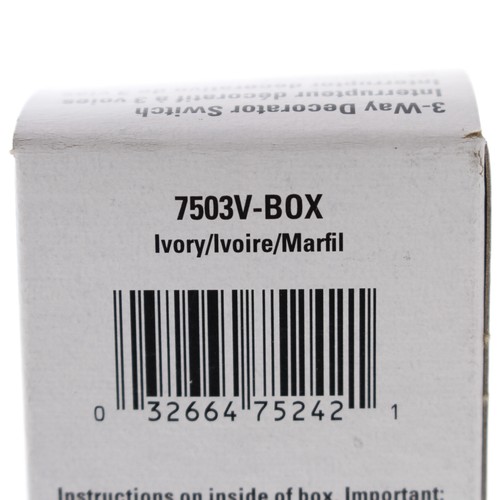 Interruptor de luz basculante decorador de 3 vías Eaton 7503V marfil 15A en caja residencial - Imagen 5 de 5