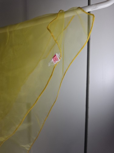Vintage Japanese Sheer Canary Yellow Chiffon Nylon Head Neck Scarf 27 in. square - Picture 2 of 9