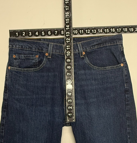 Levis 505 Jeans Mens 34X32 Blue Dark Wash Stretch Regular Fit Straight Leg - Picture 3 of 8