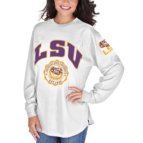 Damen Pressbox Weiß LSU Tigers Edith Langarm Oversize Top - Bild 3 von 3