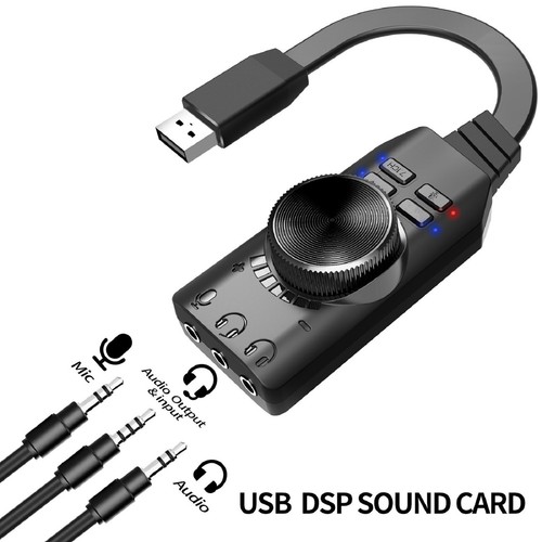 Black USB External Sound Card Virtual 7.1 Channel Adapter Plug For PC Laptop PS5 - Picture 3 of 9