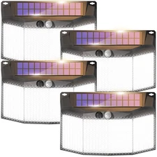 1-4Pack 576LED Solar Power Wall Light PIR Motion Sensor Outdoor Garden Security