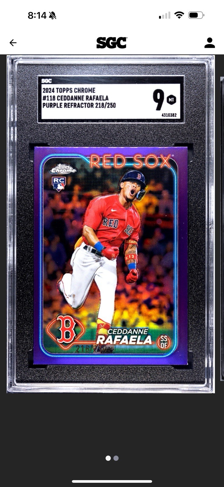 2024 Topps Chrome - Ceddanne Rafaela #118 Purple Refractor /250 (RC)