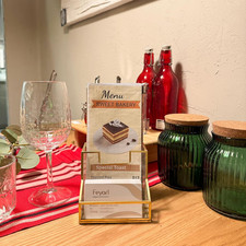 Gold Glass Brochure Holder Pamphlets Cards Literature Holder Flyer for 4" Stand