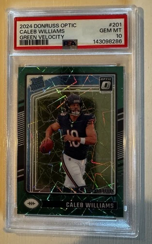 2024 Panini Donruss Optic NFL Rated Rookie Caleb Williams Green Velocity PSA 10