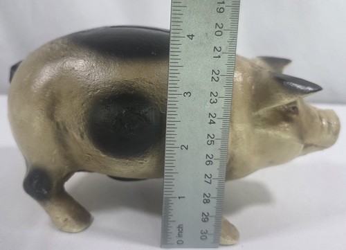 Antikes Sparschwein Gusseisen schwarz/hellbraun 7 Zoll lang - Bild 7 von 8