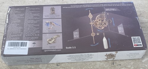 Ugears Wood Model Building Aero Clock Wall Clock With Pendulum 320 Pieces Sealed - Picture 5 of 9