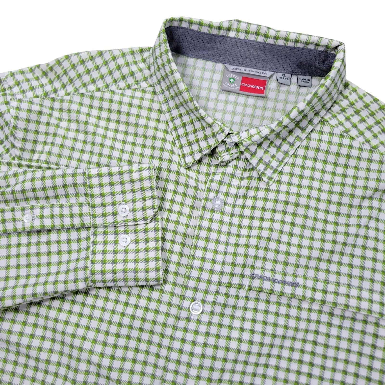 Craghoppers Button Up Shirt Mens XL Green Gingham Insect Shield Hiking Roll Tab
Opens in a new windo
