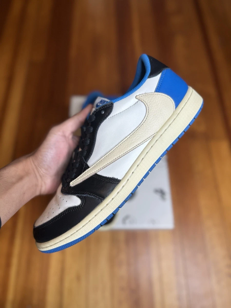 Jordan 1 Retro x Fragment Design x Travis Scott Low Blue for Sale