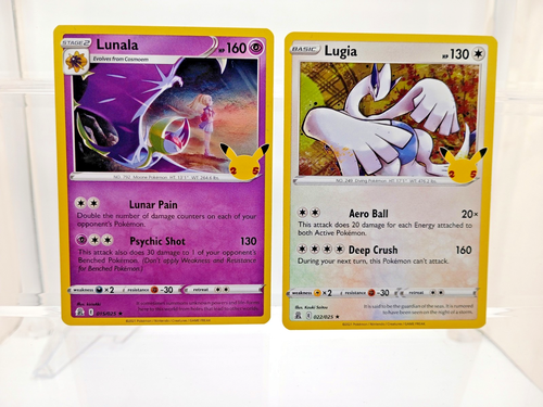 Pokémon Celebration 2021 Lugia 022/025 y Lunala 015/025 Raro Holo Juego de Cartas Coleccionables Pokémon Casi Nuevo - Imagen 3 de 6