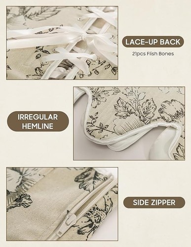 Scarlet Darkness Bustier Renaissance Floral Lace Up Bodyshaper Korsett schwarz 16 - Bild 2 von 3