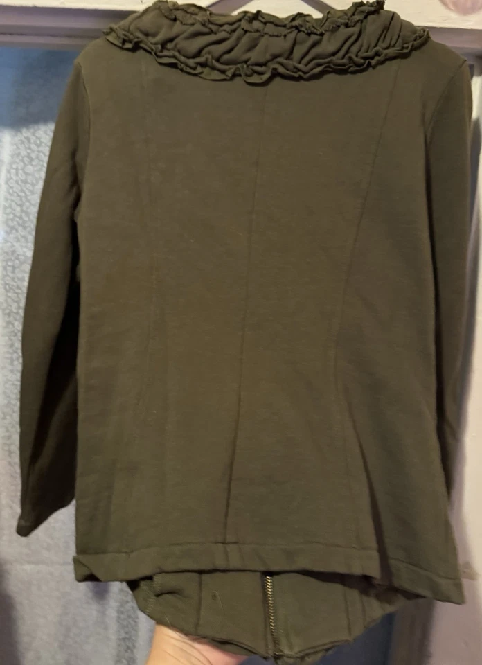 Chaqueta Blazer Nick And Mo Anthropologie Cremallera Talla XL Verde Oliva Foto 4 de 4