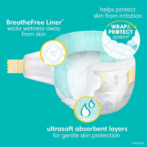 Pampers Pañales y Toallitas Bebé Kit de Inicio, Swaddlers Desechables Tallas 1 (198 Co - Imagen 5 de 9