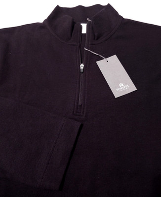 SUNSPEL (England) Men's Mock Neck 1/4 ZIP Cotton/Poly (S) Black Top NWT