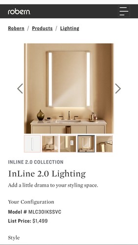 Robern InLine 2.0 Lighting - NEW IN BOX - Model # MLC30IKSSVC - side light only - Picture 3 of 8