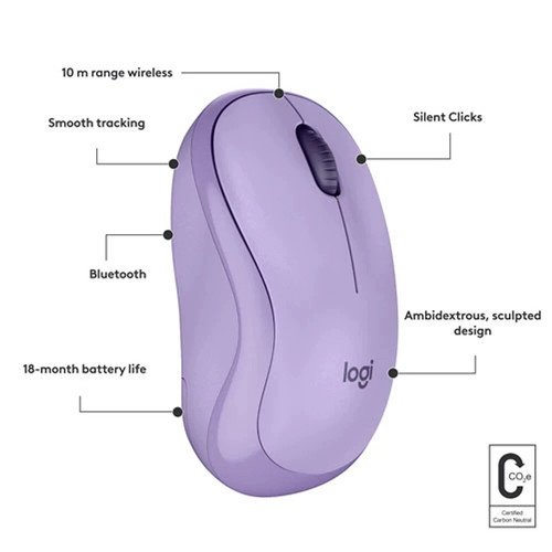 Logitech M240 Silent Wireless Bluetooth Optical Ambidextrous Mouse Lavender - Picture 3 of 3
