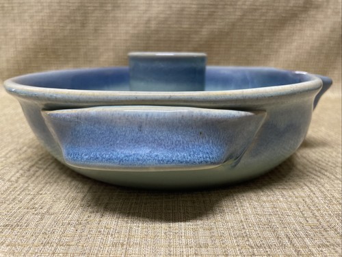 Vintage Tumbleweed Keramik aufrecht tiefe Schale Bier Huhn Dampfbräter Herd blau - Bild 5 von 7