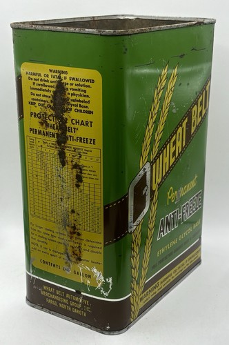 Vintage 1950’s Wheat Belt Anti-Freeze Fargo, ND. Old Advertising Tin Can - Picture 9 of 13