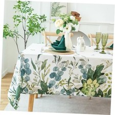 Summer Spring Tablecloth Waterproof, Stain 84" x 60" Rectangular Eucalyptus
