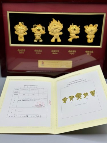 Official 2008 Beijing Olympics Gold Plated Framed “Friendlies” Mascot Set (Rare) - Picture 10 of 15