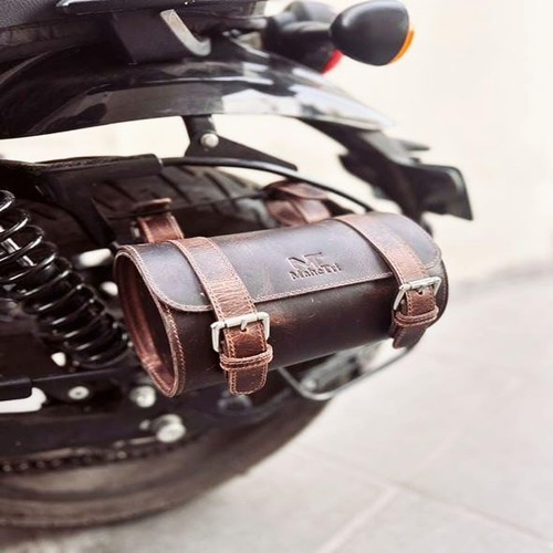 Bolsa de cuero lateral para motocicleta, bolsa de sillín, bolsas de herramientas para bicicleta (Grayson) - Imagen 4 de 11