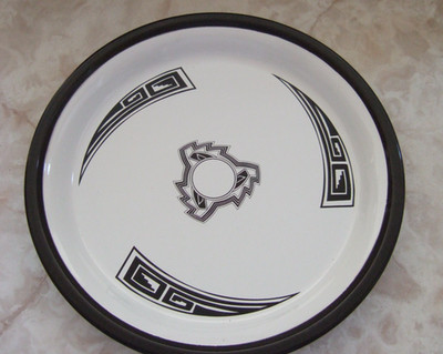 NEW LARGE MARBLE CANYON FIESTA ENAMELWARE 12.5'' SERVING TRAY  Black SW Design