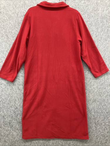 NEW Anne Lewin Malden Mills Fleece Zip Front Robe Womens M Red Midi Pockets - Picture 5 of 11