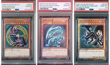 PSA 10 Yu-Gi-Oh! Blue-Eyes White Dragon, Red-Eyes Black Dragon, Dark Magician