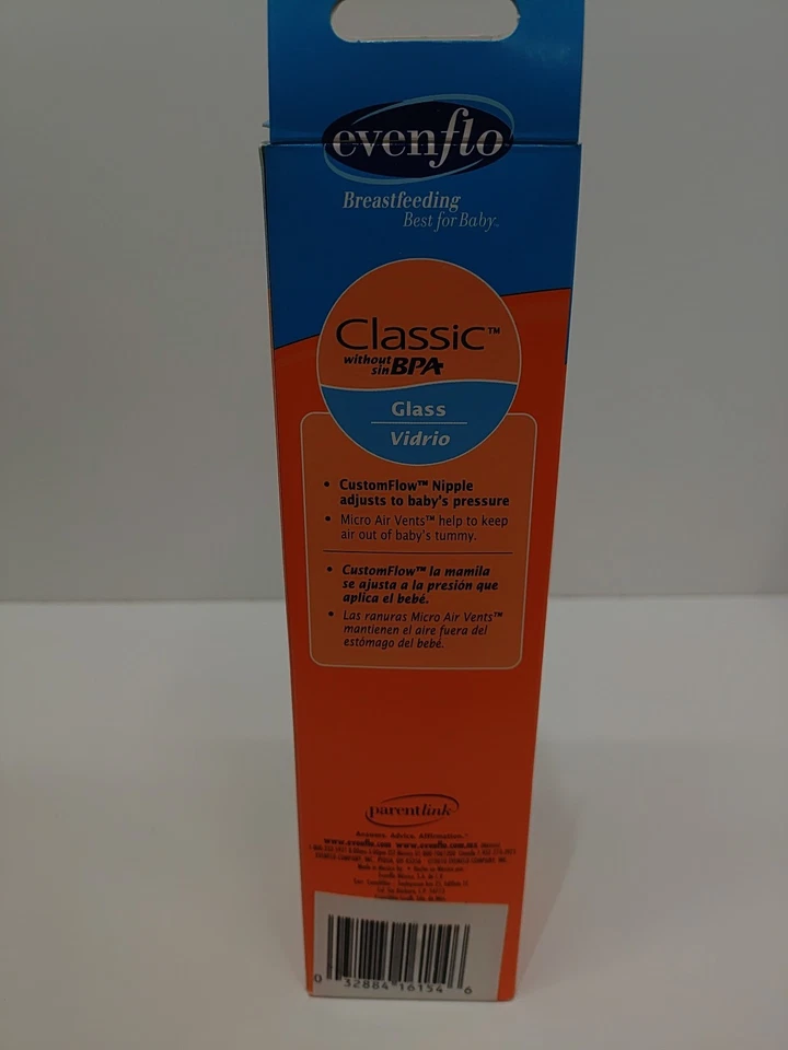 Biberón y cubierta para pezón EvenFlo Classic de vidrio sin BPA de 8 oz solamente Foto 4 de 4