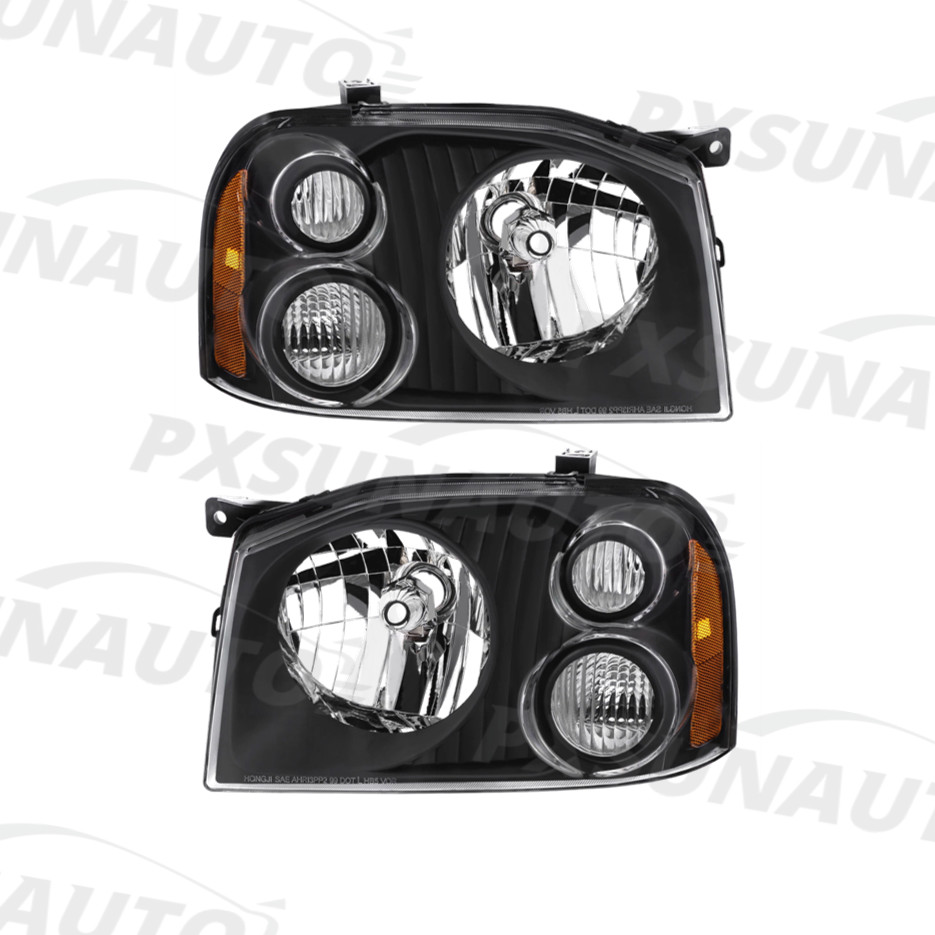 Headlights Pair For 01-04 Nissan Frontier XE/SE 2001-2004 Black Right&Left Light